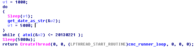 Malware sleeps until 20130222